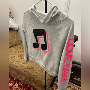 Justice Gray Hoodie with Music Note and Pink 'Love Dance'